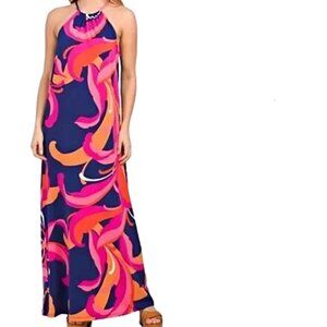 Trina Turk Milan Scrolling Floral Halter Maxi Dress